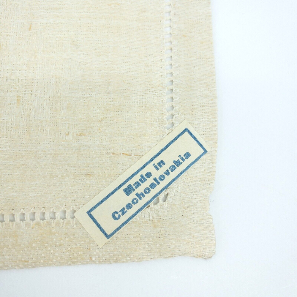 Vintage Linen Napkin Set 11 Beige European 1950s Table Decor - Picture 4 of 16